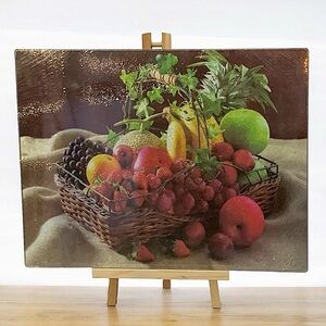Anchor Hocking Glass Cutting Board Tempered Glass Server Fruit Basket 12x15 in